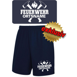 Performace Shorts navy FEUERWEHR with axes and place-name