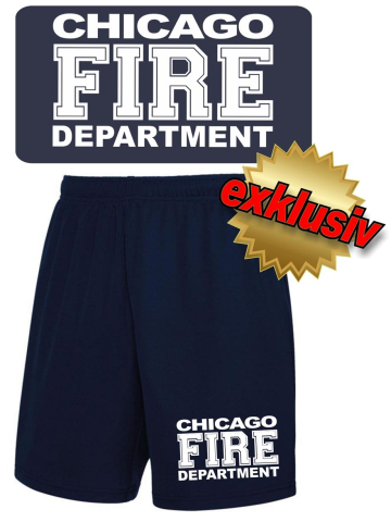 Performace Shorts azul marino CHIGAO FIRE DEPARTMENT en blanco