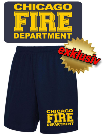 Performace Shorts blu navy CHIGAO FIRE DEPARTMENT nel giallo