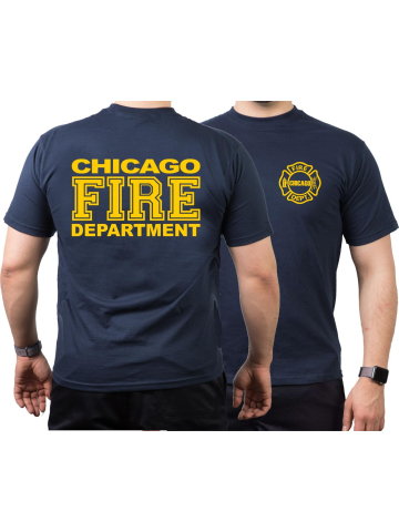 CHICAGO FIRE Dept. volle dunkelgelbe Schrift, navy T-Shirt