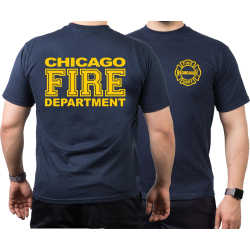 CHICAGO FIRE Dept. full dunkelyellow font, navy T-Shirt