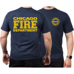 CHICAGO FIRE Dept. full dunkelyellow font, navy T-Shirt, M