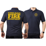 CHICAGO FIRE Dept. volle gelbe Schrift, navy Polo