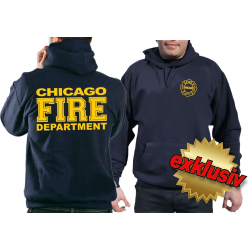 CHICAGO FIRE Dept. pieno giallo font, blu navy Hoodie