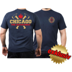 CHICAGO FIRE Dept. golddans axes, Standard-Emblem, bicolor, marin T-Shirt