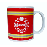 Tasse: "CHICAGO FIRE DEPARTMENT", gelb-silber-gelb auf rot mit Eblem (1 Stück)