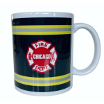 Tasse: "CHICAGO FIRE DEPARTMENT", amarillo-plata-amarillo auf negro con Eblem