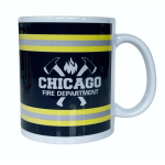 Tasse: "CHICAGO FIRE DEPARTMENT", gelb-silber-gelb auf schwarz mit Äxten (1 Stück)