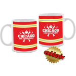 Tasse: "CHICAGO FIRE DEPARTMENT", amarillo-plata-amarillo auf rojo con ejes (1 Stück)
