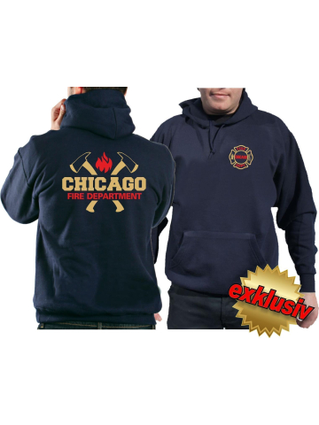 CHICAGO FIRE Dept. golden axes, Standard-Emblem bicolor, blu navy Hoodie