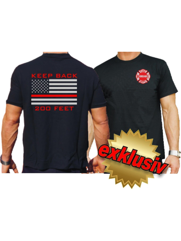 CHICAGO FIRE Dept. flag Keep Back 200 feet silver/red, nero T-Shirt