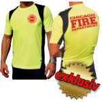 Laufshirt neonyellow, Chicago Fire Dept.(red), breathable