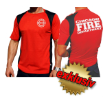 Laufshirt red, Chicago Fire Dept.(white), breathable