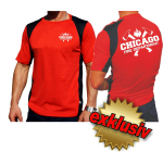 Laufshirt rojo, Chicago Fire Dept.con ejes (blanco), respirable