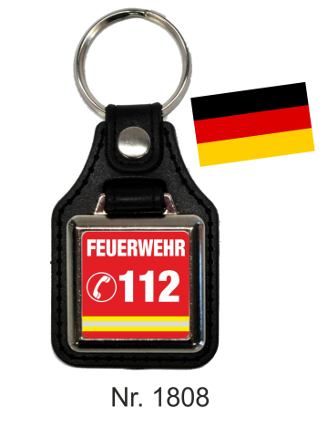 Schlüsselanhänger con Leder FEUERWEHR 112 (D) rosso/bianco