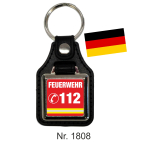 Schlüsselanhänger avec Leder FEUERWEHR 112 (D) rouge/blanc