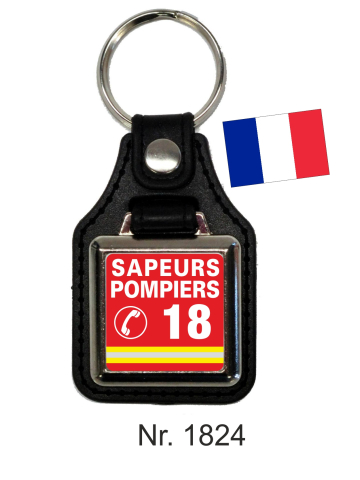 Porte-clés avec du cuir SAPEURS POMPIERS 18 (FR)