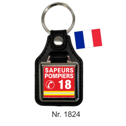 Porte-cl&eacute;s avec du cuir SAPEURS POMPIERS 18 (FR)