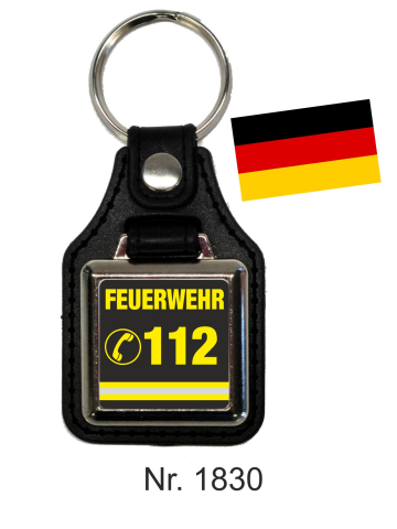 Schlüsselanhänger with Leder FEUERWEHR 112 (D) black/yellow - FIRE1