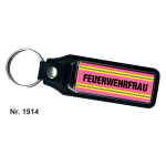 Schlüsselanhänger XL mit Leder FEUERWEHRFRAU (pink)