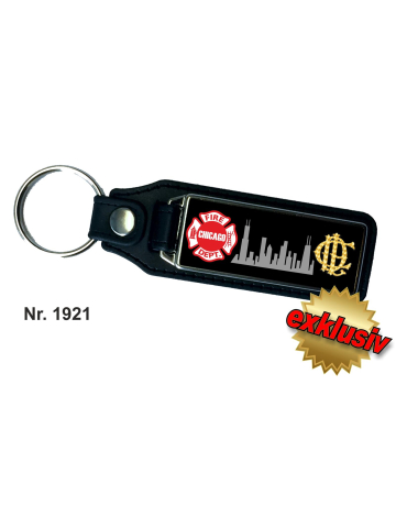 Schlüsselanhänger XL mit Leder CHICAGO FIRE DEPARTMENT m. Skyline