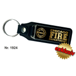 Schlüsselanhänger XL mit Leder CHICAGO FIRE DEPARTMENT m. Emblem gold