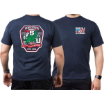 T-Shirt blu navy, New York City Fire Dept. Godzilla 14th Street Express Manhattan (E-5)