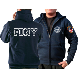 Giacca con cappuccio blu navy, New York City Fire Dept....