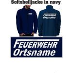 Softshelljacke(medium) navy, FEUERWEHR mit Ortsnamen "F" in silber-reflektierend
