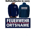 Softshelljacke(medium) navy, FEUERWEHR with place-name "A" in silver-reflective, red stripe