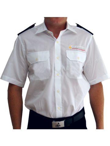 S-Gard-Diensthemd BaWü bianco con Stick, kurzarm, nach VwV