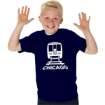 Kinder-T-Shirt blu navy, CTA Chicago Transit nel bianco