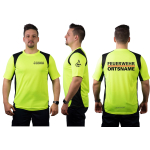Laufshirt neonjaune, FEUERWEHR nom de lieu + Stauferlöwe, respirant
