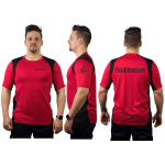 Laufshirt rojo, FEUERWEHR + Stauferlöwe en negro, respirable