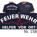 T-Shirt blu navy, FEUERWEHR Helfer vor Ort (bianco/rosso)