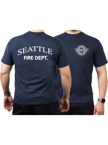 T-Shirt blu navy, Seattle Fire Dept. - work -