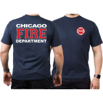 CHICAGO FIRE Dept. white-red-white, blu navy T-Shirt