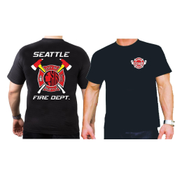 T-Shirt noir, Seattle Fire Dept. - mehrfarbig -