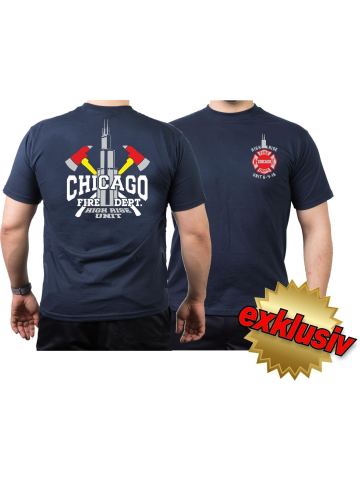 CHICAGO FIRE Dept. High Rise Unit/ assi/Willis Tower (Silver Edition), blu navy T-Shirt