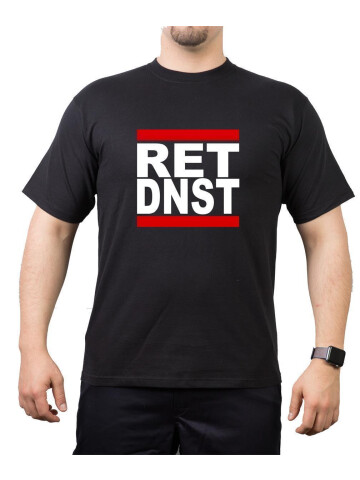 T-Shirt black, "RET DNST" (Rettungsdienst) red/white/red M