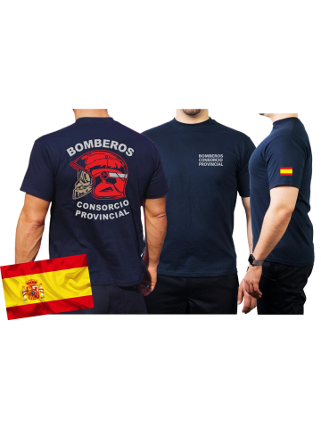 T-Shirt/Camiseta (azul marino/azul) BOMBEROS CONSORCIO PROVINCIAL, bandera española
