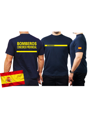 T-Shirt/Camiseta (blu navy/azul) BOMBEROS CONCORCIO PROVINCIAL, bandera española