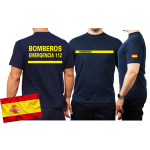 T-Shirt/Camiseta (marin/azul) BOMBEROS EMERGENCIA 112, bandera española