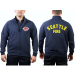 Sweatjacke navy, Seattle Fire Dept. mit Emblem und Rückenschriftzug XXL