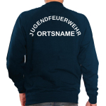 Sweat navy, font "MJ" JUGENDFEUERWEHR im Halbbogen with place-name