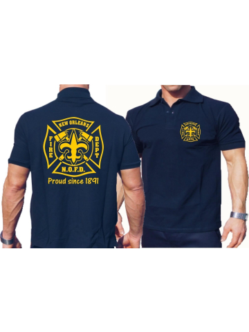 Polo blu navy, New Orleans Fire Dept."Proud since 1891"