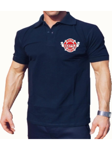 Polo navy, Seattle Fire Dept. Brustdruck zweifarbig