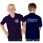 Kinder-Polo navy, FDNY 343 and Outline-font auf R&uuml;cken