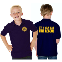 Kinder-Polo navy, Miami Beach Fire Rescue in gelb