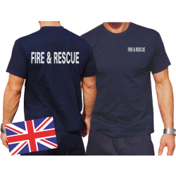 T-Shirt blu navy, Fire & Rescue